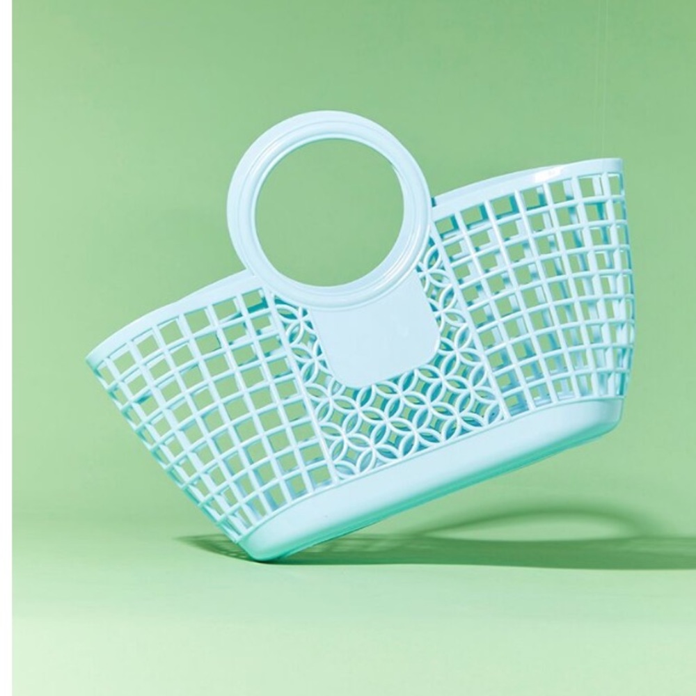 Baby Blue basket purse tote bag